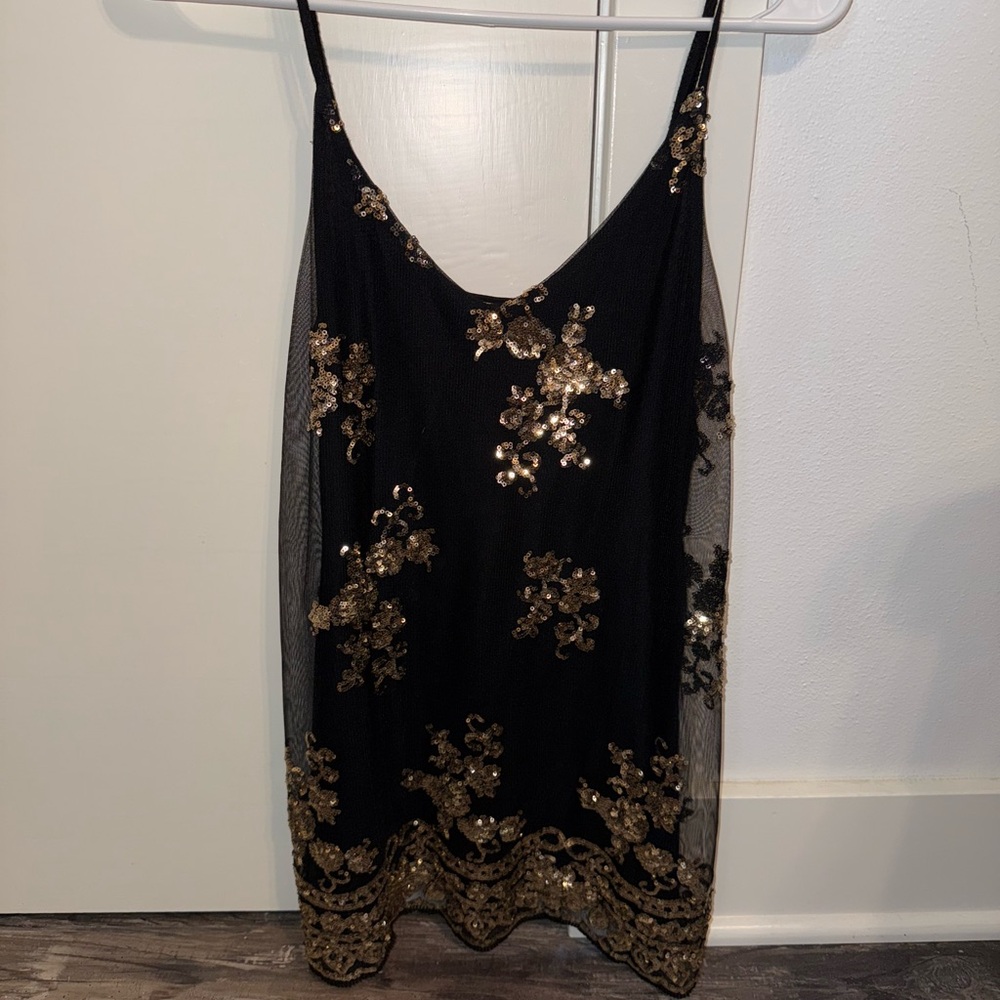 Black and Gold Sequin tank top